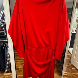 Abercrombie & Fitch Vibrant Red Long Sleeve Dress